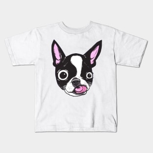 Boston Terrier Face Kids T-Shirt